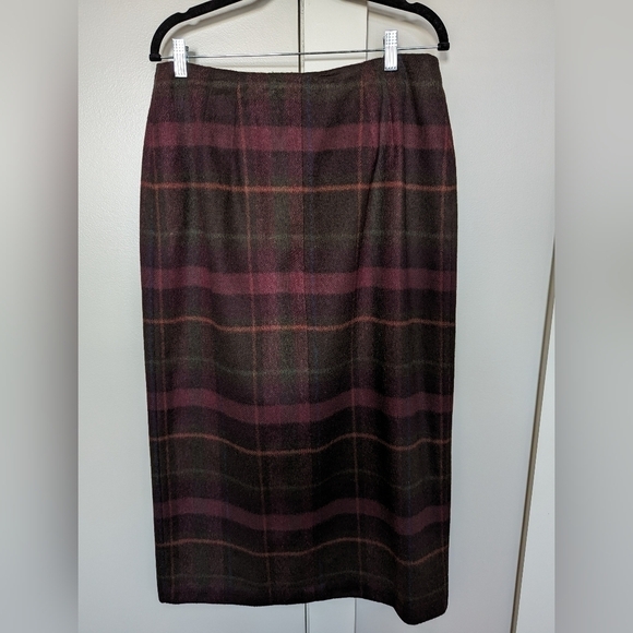 Talbots vintage plaid midi wrap skirt wool blend sz 14 - Picture 7 of 8